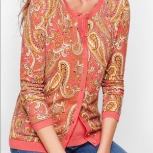 Talbots English paisley cardigan